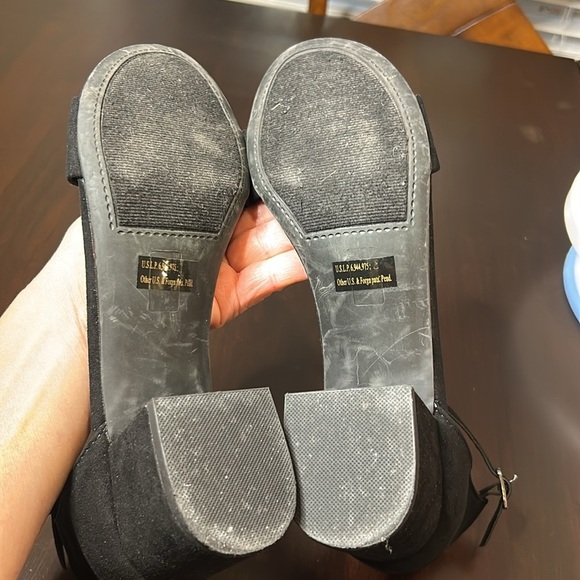 Rampage Black Faux Suede Block Heel Ankle Strap Open Toe Sandals Size 9 - Picture 10 of 13